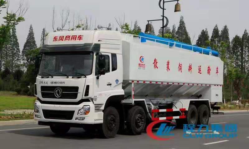 程力东风天龙前四后八散装饲料车